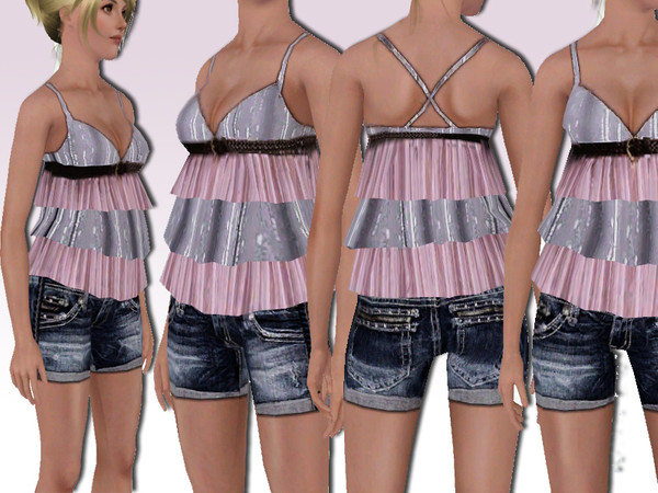 Sims 3 — Ruffle Top(New Mesh) by ShakeProductions — Ruffle top with HQ new mesh!