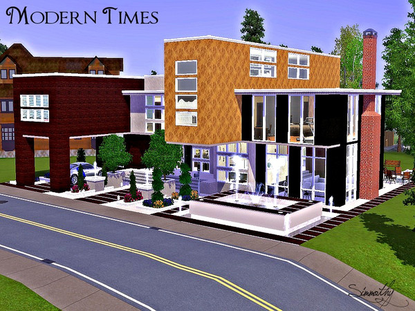 Sims 3 — Modern Times by simmothy — Modern Times is a 3 bed, 3 1/2 bath home for your sims pleasure. Sunken living room,