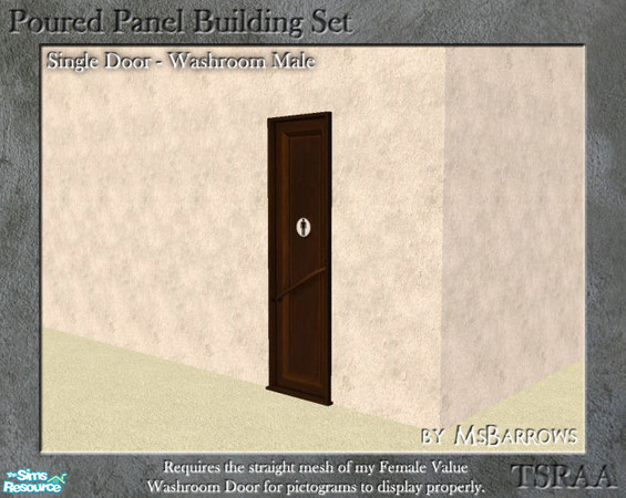 Sims 2 — Poured Panel - Male Washroom Door by MsBarrows — Male washroom door. Uses the textures of the Double Glass