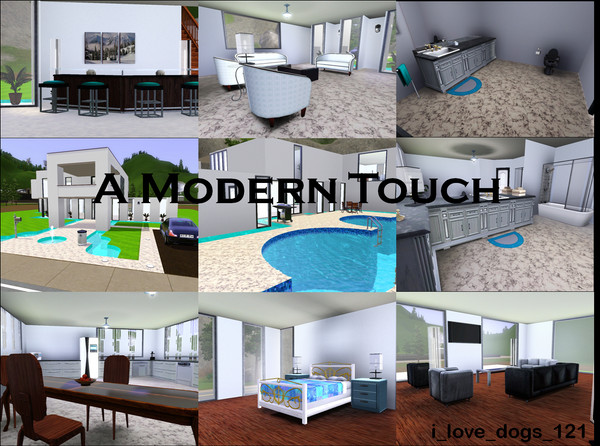 Sims 3 — A Modern Touch by i_love_dogs_1212 — A large home for a couple with lots of friends. The house contains (1