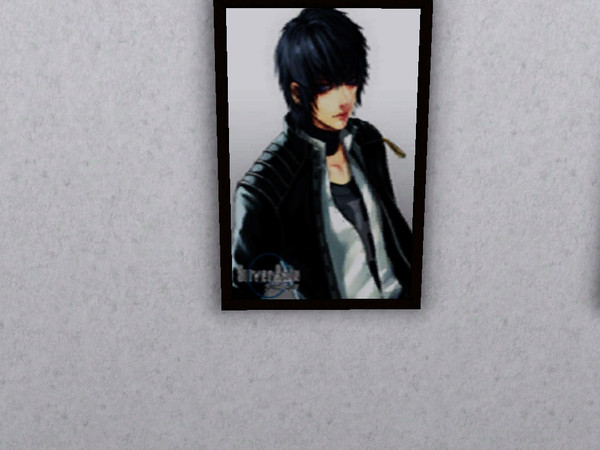 Sims 3 — AnimeBoyV1 by Q-Girl — Anime Boy V1 by Qs Designs: Painting of an Anime Boy in black
