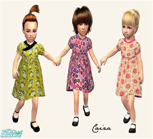 Sims 2 — Flower dresses by Caiza — Cute flower dresses for your little toddlers. Thanks to Fashion Twist for the mesh:)