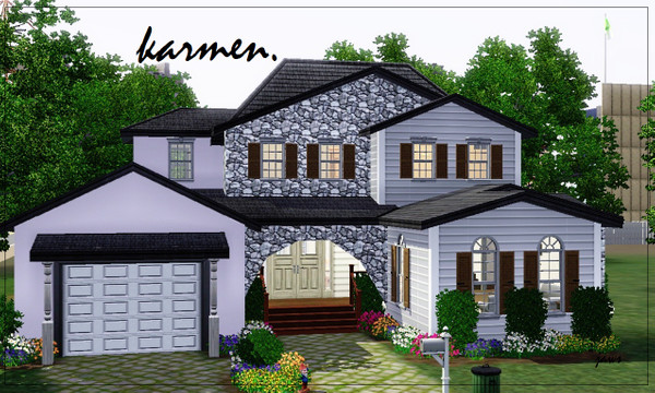 Sims 3 — Karmen by Jaws3 — This cute, suburban home is great for the growing sim family. features three bedrooms, office,