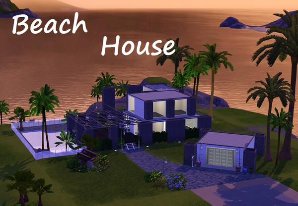 Sims 3 — modern beach house by jaedub2 — modern beach house.2 floors,garage, large multi- level patio with fire place,hot