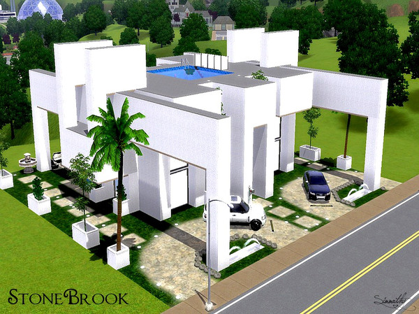 Sims 3 — StoneBrook by simmothy — StoneBrook is a modern house big enough for most families. It's totally unfurnished. So