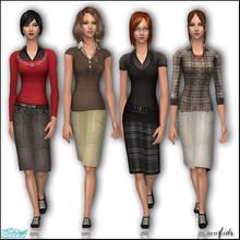 Sims 2 — Happy-go-lucky by confide — Four outfits and one new mesh included (maternity friendly).
