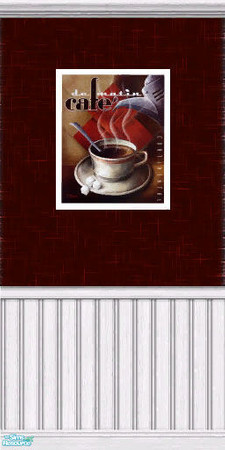 Sims 2 — Cafe Wall Set - Cafe Wall 2 by Gumby_Girl — 2nd of a set of eight Cafe walls. Wall with cappacino and