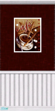 Sims 2 — Cafe Wall Set - Cafe Wall 1 by Gumby_Girl — 1st of a set of eight Cafe walls. Wall with cappacino and cinnamon