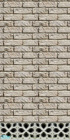 Sims 2 — White Brick w/Decorative Cinder Block by Halfcreek — created by Halfcreek