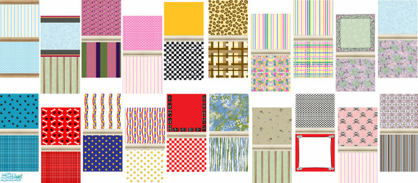 Sims 2 — StripesAndPolkaSet by wb_rumor — Wallpapers galore!! TSRAA--PS