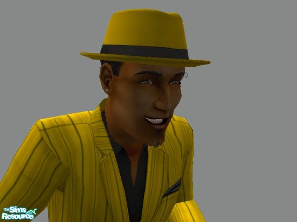 Sims 2 — Zoot Hat in Yellow w Black hair by tamlfra — Have a few flamboyant sims? Well, with this hat, they can let their