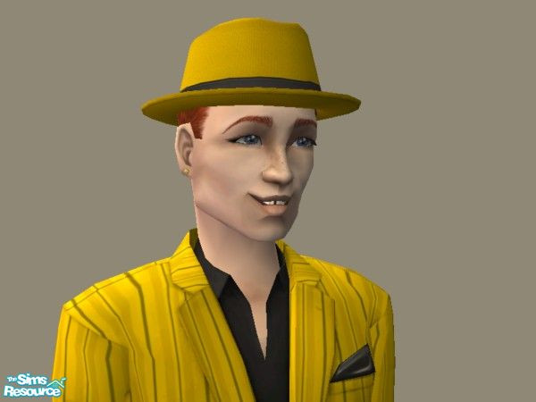Sims 2 — Zoot Hat in Yellow w Red hair by tamlfra — Have a few flamboyant sims? Well, with this hat, they can let their