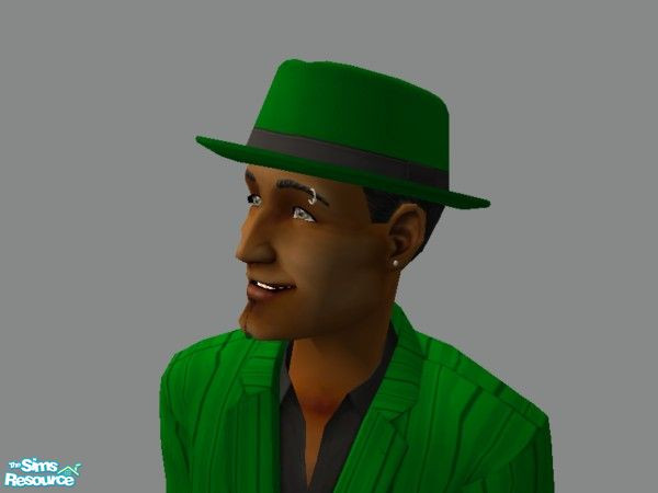 Sims 2 — Zoot Hat in Green w Black hair by tamlfra — Have a few flamboyant sims? Well, with this hat, they can let their