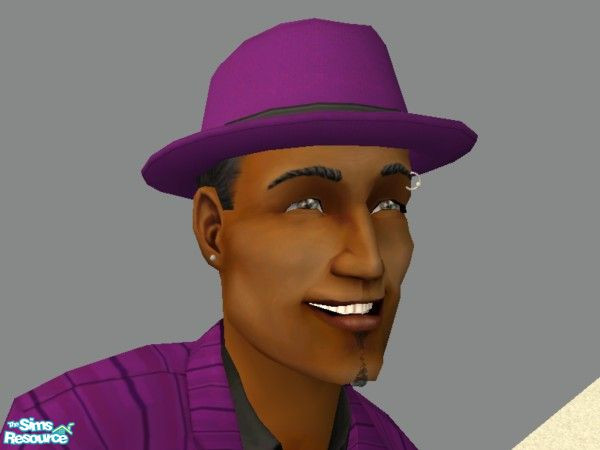 Sims 2 — Zoot Hat in Purple w Black hair by tamlfra — Have a few flamboyant sims? Well, with this hat, they can let their