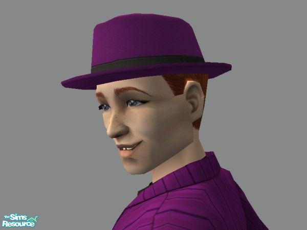 Sims 2 — Zoot Hat in Purple w Red hair by tamlfra — Have a few flamboyant sims? Well, with this hat, they can let their