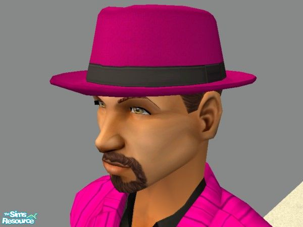 Sims 2 — Zoot Hat in  Pink w Brown hair by tamlfra — Have a few flamboyant sims? Well, with this hat, they can let their