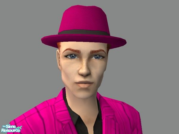 Sims 2 — Zoot Hat in  Pink w Red hair by tamlfra — Have a few flamboyant sims? Well, with this hat, they can let their