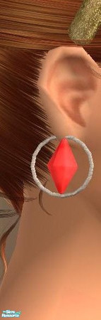 Sims 2 — Red with Hoops by TheNinthWave — Red plumb bob earrings with hoops.