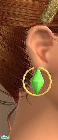 Sims 2 — Green with hoops by TheNinthWave — Green plumb bob earrings with hoops.