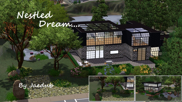 Sims 3 — Nestled Dream... by jaedub2 — This beautiful loft style home is nestled nicely in the trees and partially