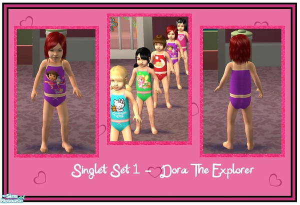 Sims 2 — Toddler Singlet Pj- Set 1 - Dora The Explorer by sinful_aussie — Cute PJ/Underwear set for toddler girls.