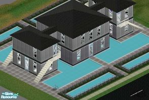 Sims 1 — Black and White House by Alimatt — Enjoy this extra-modern house built in the middle of a fabulous swimming