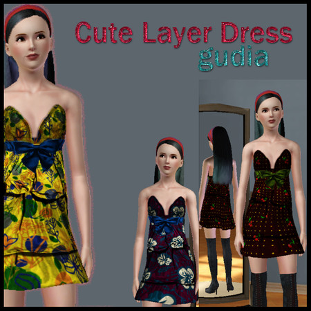 Sims 3 — Layer Dress by gudia11 — A sweet strapless layer dress for your simmies :)