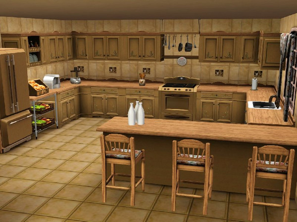 Sims 3 — Country Kitchen Floor and Wall Set by drib_ydal — A complete set of 3 individual country style wallpapers and 2