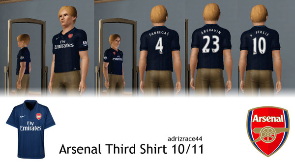 Sims 3 — Arsenal Third Shirt 10/11 by adrizrace44 — Arsenal Third Shirt 10/11 This is my Arsenal Third Shirt for the