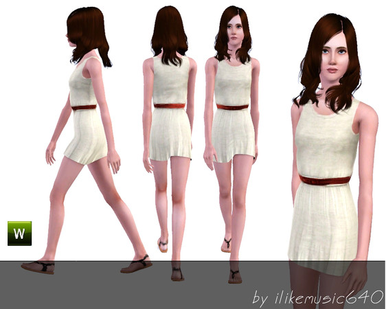 Sims 3 — Belted Dress by ILikeMusic640 — Lightweight belted dress, perfect for summer. Recolorable.