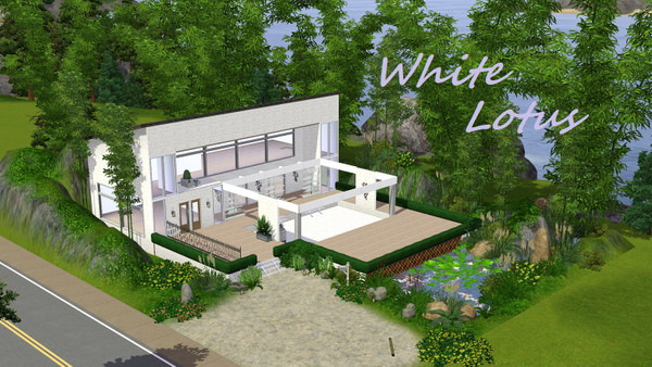 Sims 3 — White Lotus by jaedub2 — this house is unfurnished.nice size out door living area,pond with koi,and lots of