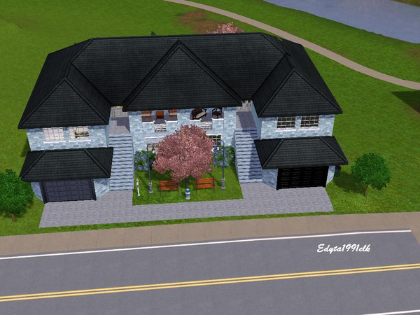 Sims 3 — semi-detached house  by Edyta1991elk — 1 floor - bedroom, living room with kitchen, bathroom; 2 floor - three