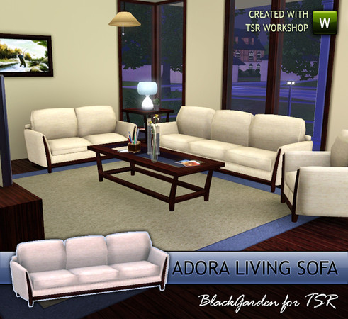 Sims 3 — Adora Living Sofa by BlackGarden — Plenty of seating for the family in this comfortable and stylish piece.