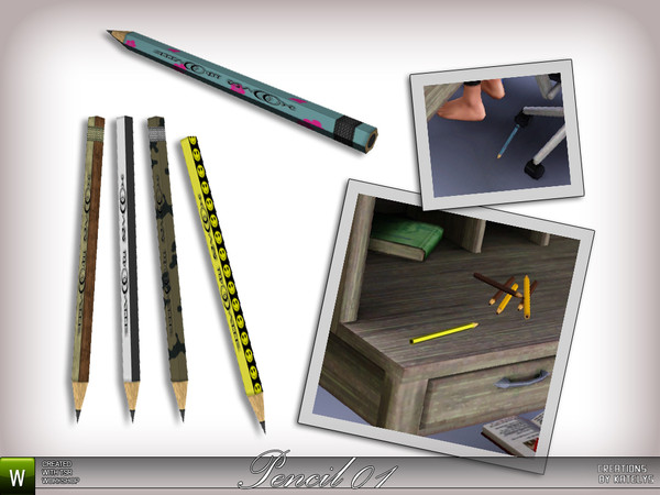 Sims 3 — Pencil 01 by katelys — Small decorative object. 3 recolorable palettes.