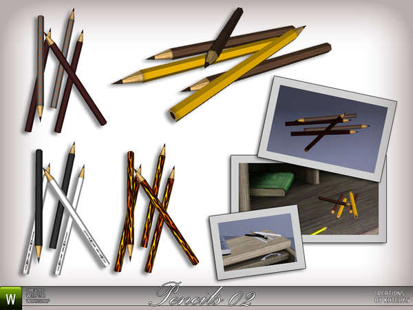 Sims 3 — Pencils 02 by katelys — Small decorative object. 3 recolorable palettes.