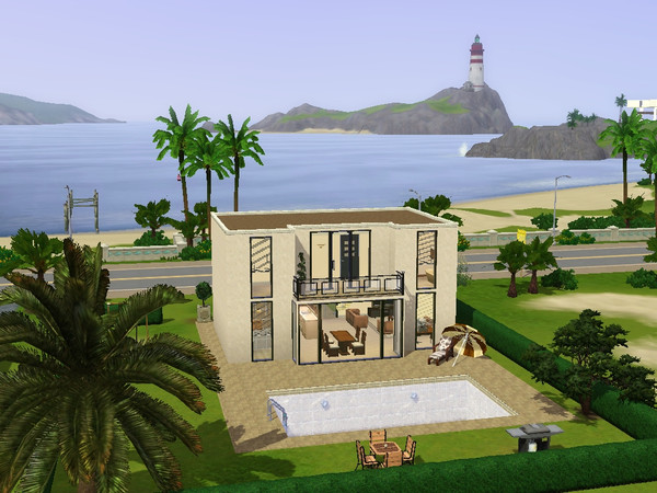 Sims 3 — Cocoberry Villa by sfbj552 — Modern building with 2 stories and a basement : 2 bedrooms and 2 bathrooms. There