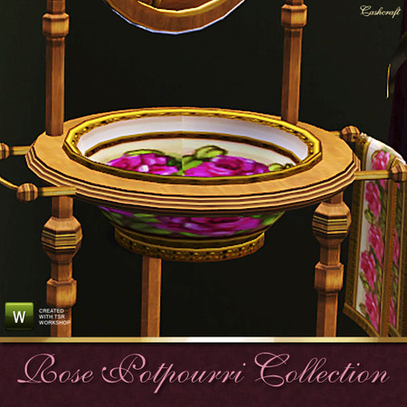 Sims 3 — Rose Potpourri Bowl by Cashcraft — Impress guests with this handpainted porcelain washbowl. Use bowl with