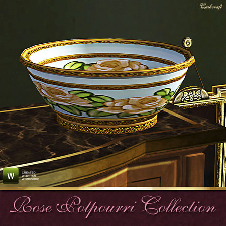 Sims 3 — Yellow Rose Potpourri Bowl by Cashcraft — A handpainted porcelain bowl with a charming yellow roses motif.