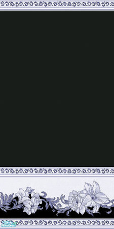 Sims 2 — elegant  black by skinflin — black wall with grey white flower border