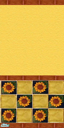 Sims 2 — Talavera Sunflower Wall Tile by Grammy_Moon — Hand painted, ceramic, Mexican Talavera tiles in a sunflower