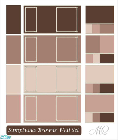 Sims 2 — Sumptuous Browns Wall Set by mistresscris — Created by MistressCris.