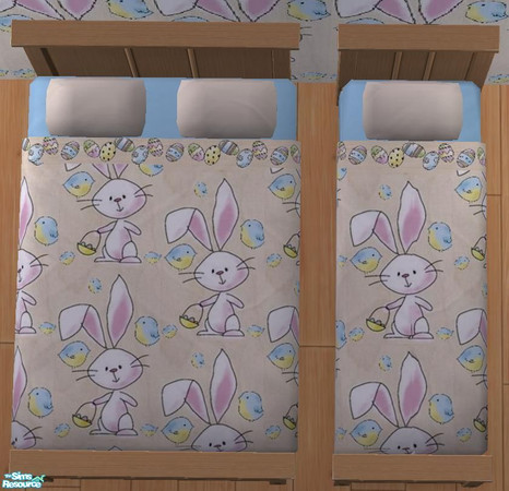 Sims 2 — Happy Easter Bunny Set -Happy Easter Bunny Lightblue Bedding by Bury me deep inside your heart — 