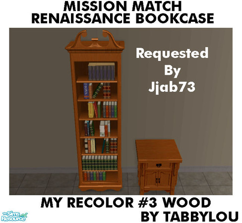 Sims 2 — TL - MM Renaissance Bookcase Recolor03Wd by TabbyLou — My Recolor #3 Wood Recolor of Renaissance Bookcase by
