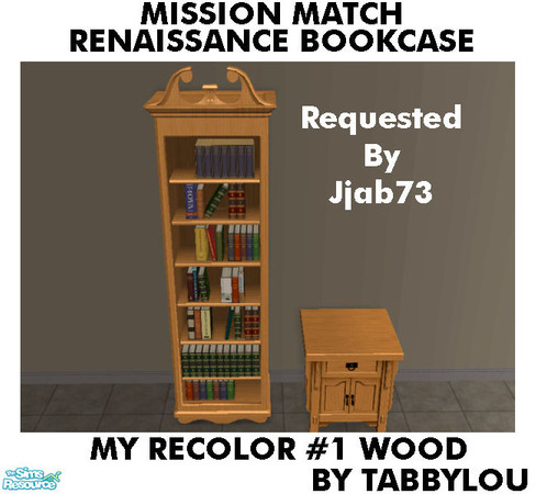 Sims 2 — TL - MM Renaissance Bookcase Recolor01Wd by TabbyLou — My Recolor #1 Wood Recolor of Renaissance Bookcase by