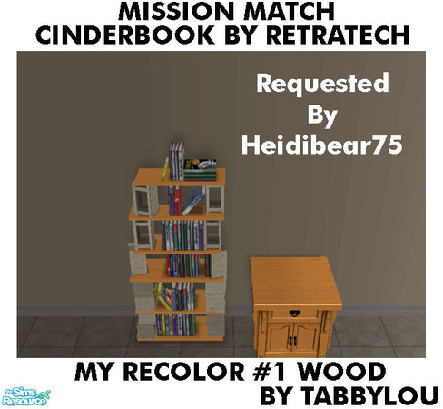 Sims 2 — TL - MM Cinderbooks Bookcase Recolor01Wd by TabbyLou — My Recolor #1 Recolor of CinderBooks by Retratech