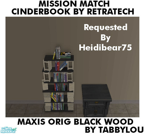 Sims 2 — TL - MM Cinderbooks Bookcase OrigBlackWd by TabbyLou — Maxis Original Black Recolor of CinderBooks by Retratech