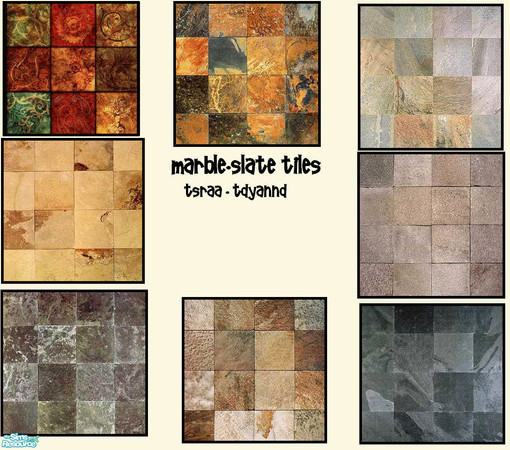 Sims 2 — Marble Slate Set by tdyannd — A set of eight beautifully tiled floors.