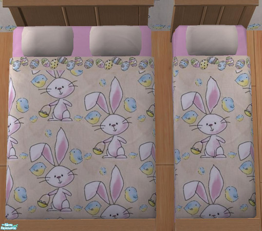 Sims 2 — Happy Easter Bunny Set - Happy Easter Bunny Pink Bedding by Bury me deep inside your heart — 