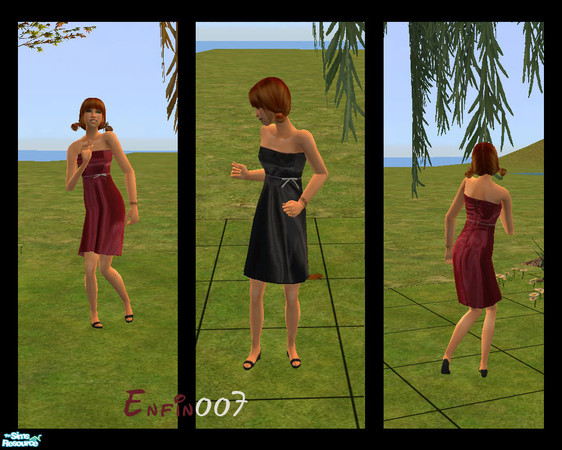 Sims 2 — black & dark red dresses by enfin007 —  