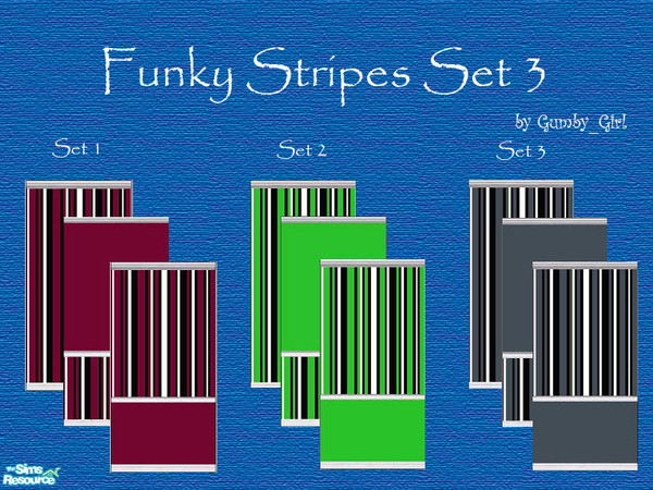 Sims 2 — Funky Stripes Wall Set 3 by Gumby_Girl — Set of Funky striped walls in bright colours, mixed with black and